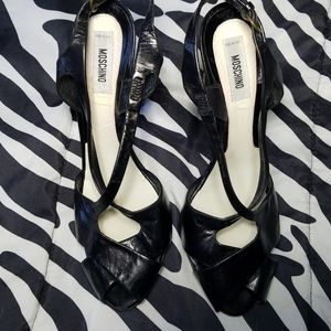 Moschino peep toe sling backs